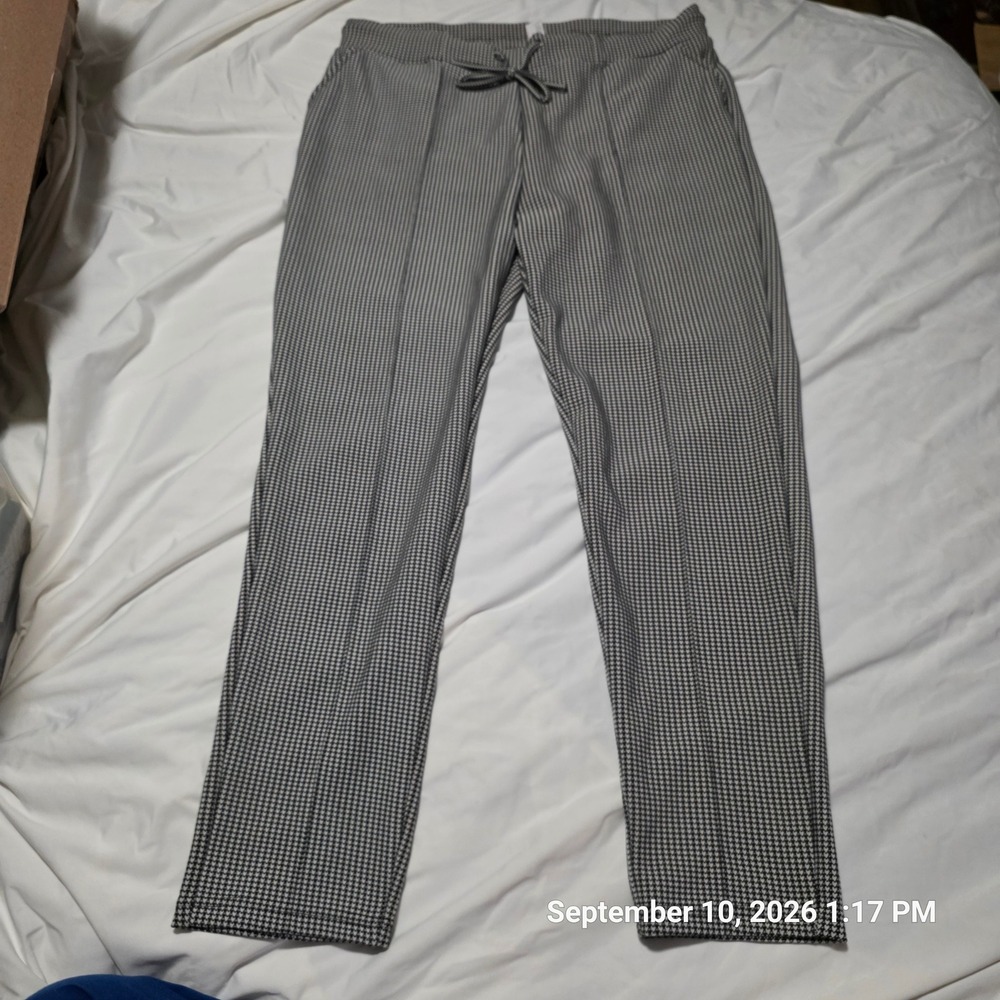 Polished & Poised Houndstooth Pull On Pants Women 2XL Black White Stretch Knit